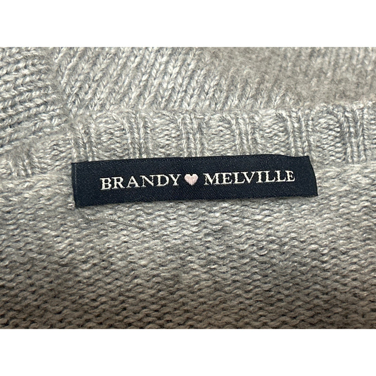 Brandy Melville Gray Wool Long Sleeve Knit Button Up Cardigan Sweater Top Size S
