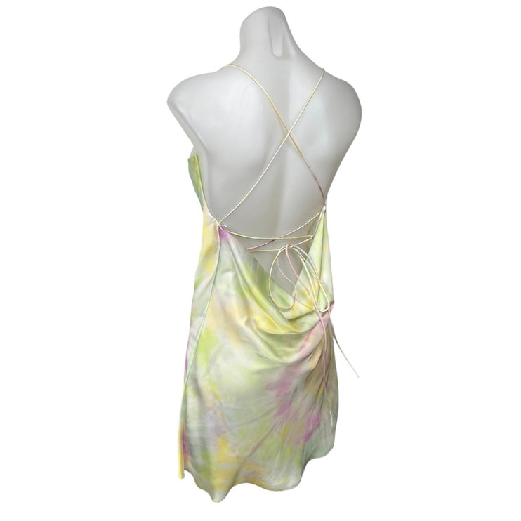 Zara Multicolor Tie Dye Sleeveless Cowl Neck Strappy Cami Tank Mini Slip Dress S