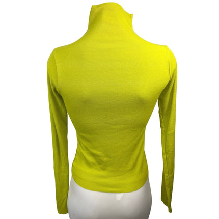 Storets Yellow Ribbed Turtleneck Long Sleeve Stretch Pullover Sweater Top S/M