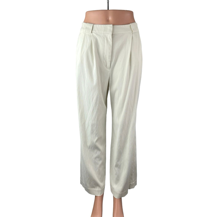& Other Stories Women's White Pleated High Rise Wide Leg Trousers Pants Size 4