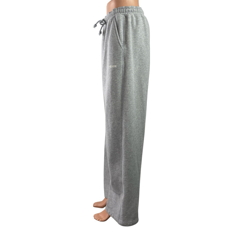 Gymshark Womens Gray Elastic Waist Straiht Wide Leg Trouser Lounge Sweat Pants M