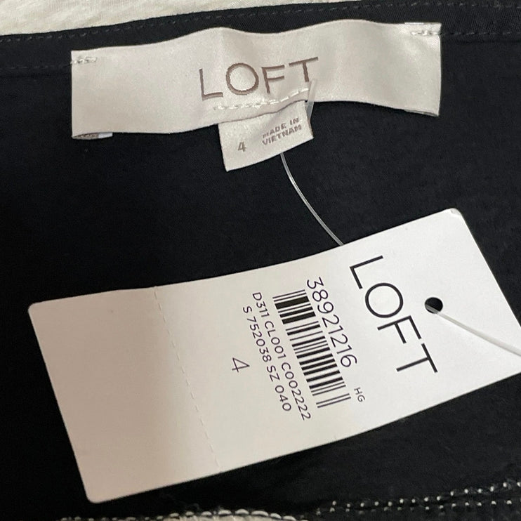 NEW LOFT Black White Sleeveless Cami Camisole Ruffle Peplum Crop Tank Top Size 4