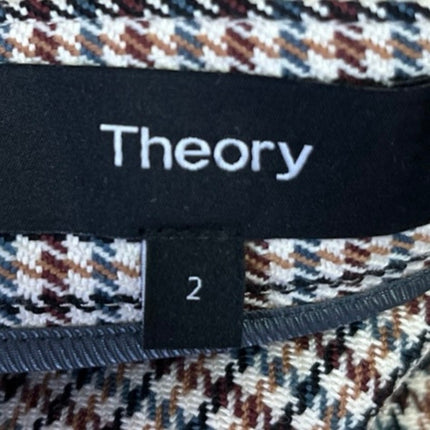 Theory Multicolor Wool Snap Tab Fremont Plaid Check Wrap Mini A-line Skirt Sz 2