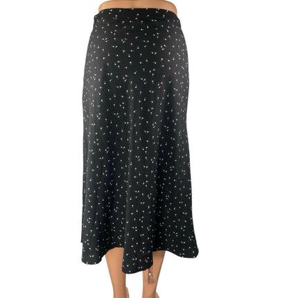 Oak + Fort Women's Black White Floral High Waisted Midi Slip Dress Size XS
