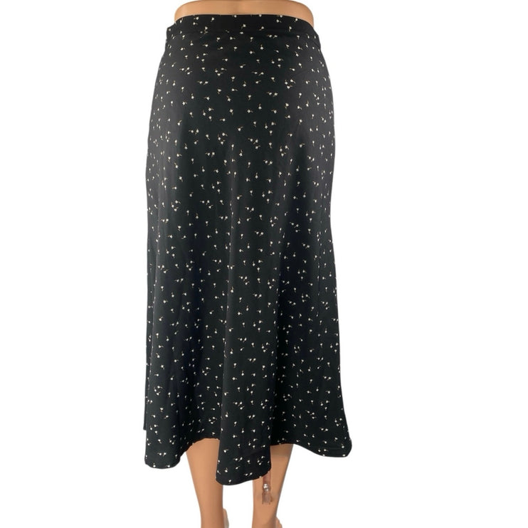 Oak + Fort Women's Black White Floral High Waisted Midi Slip Dress Size XS