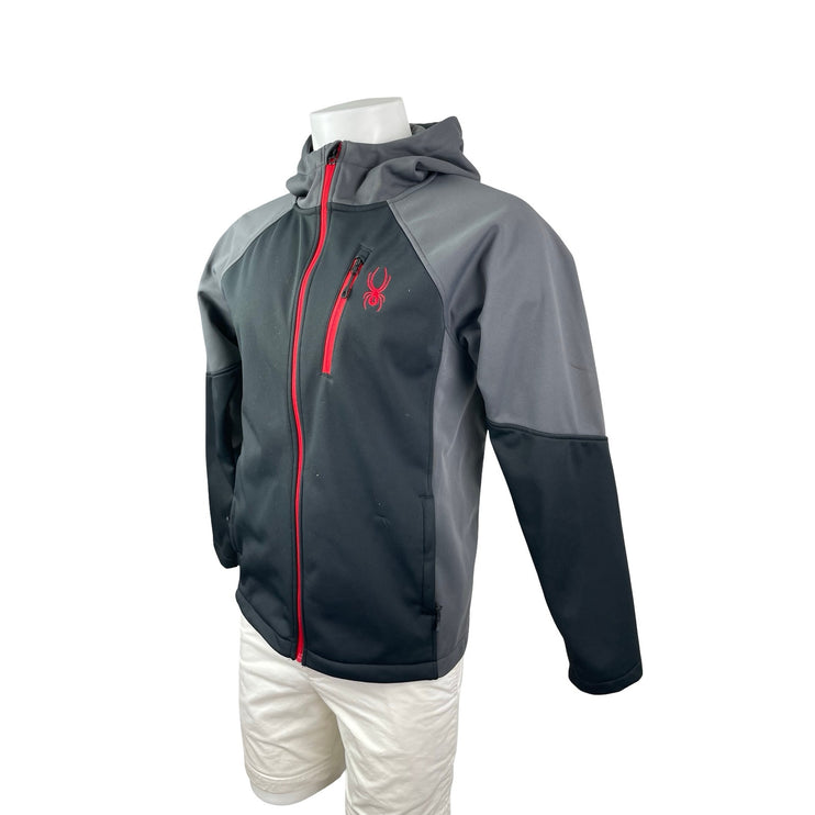 Spyder Mendoza Softshell Men's Black Colorblock Hooded Fleece Full Zip Jacket S