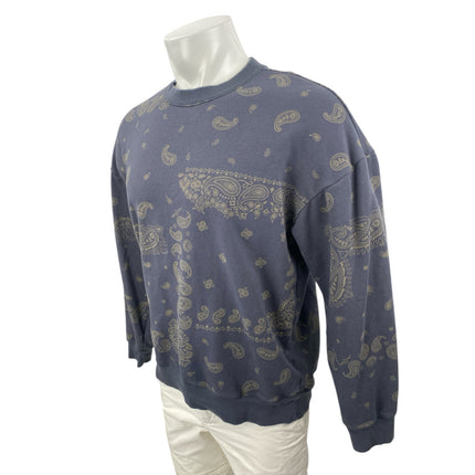 Original Use Men's Navy Blue Paisley Long Sleeve Crew Neck Sweatshirt Top Size M