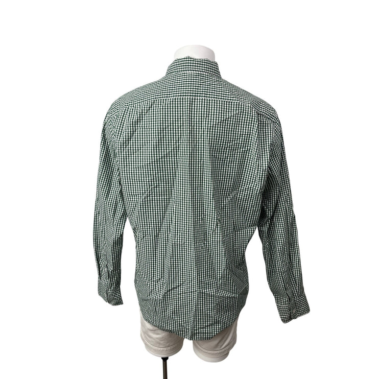 J.Crew Men's Green Slim Gingham Check Long Sleeve Button Down Shirt Top Size XL