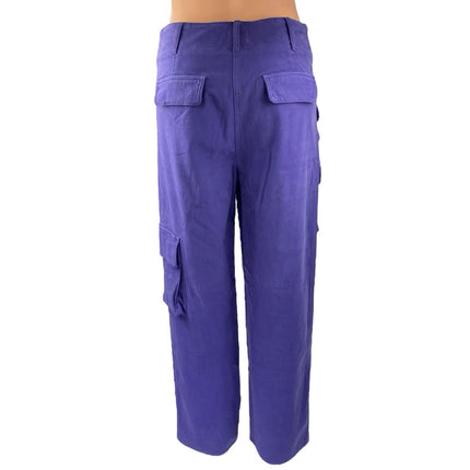 Aritzia Wilfred Picture Purple High Waisted Wide Leg Cargo Trousers Pants Size 8
