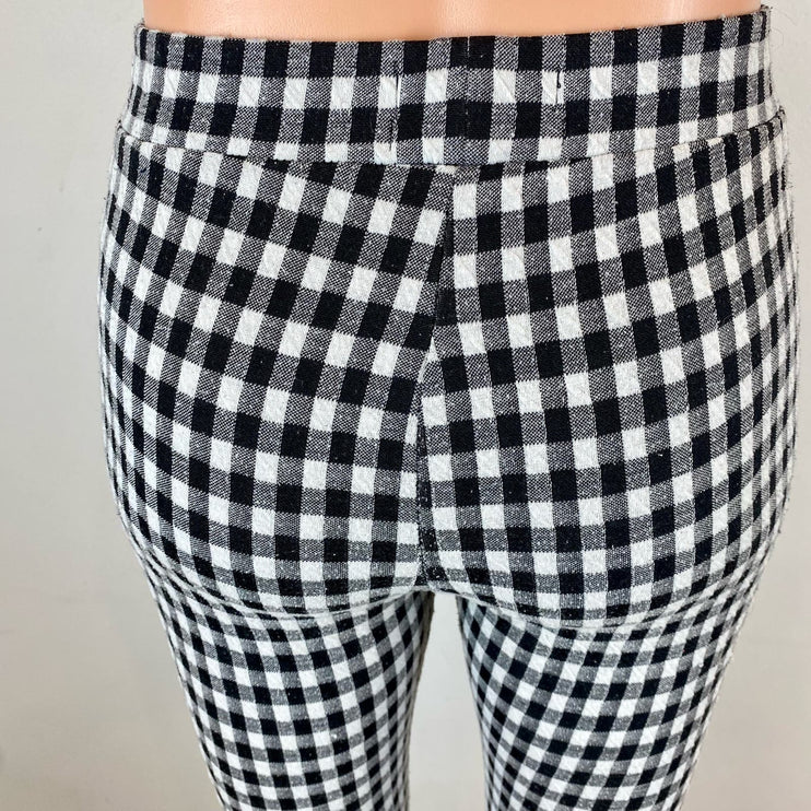 Urban Outfitters Gingham Checkered Black White High Waist Flared Leg Pants- XS