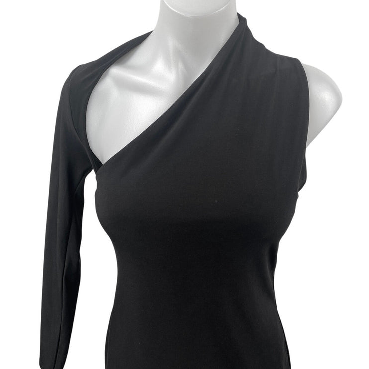 Club L Siren Black Cutout One Shoulder Long Sleeve Mini Stretch Bodycon Dress 6
