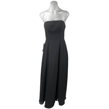 NEW Azazie Black Strapless Sleeveless Tube Bridesmaid A Line Maxi Dress Size 2