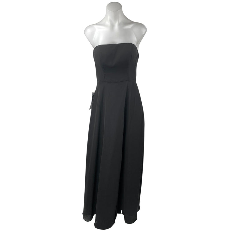 NEW Azazie Black Strapless Sleeveless Tube Bridesmaid A Line Maxi Dress Size 2
