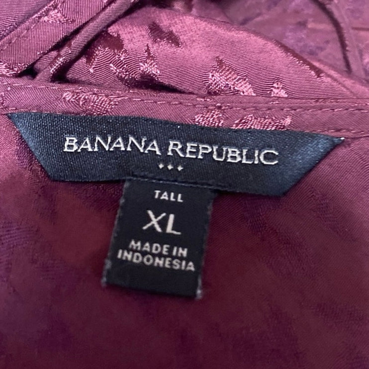 Banana Republic Red Sleeveless Jacquard Cowl Neck Cami Tank Maxi Slip Dress XL