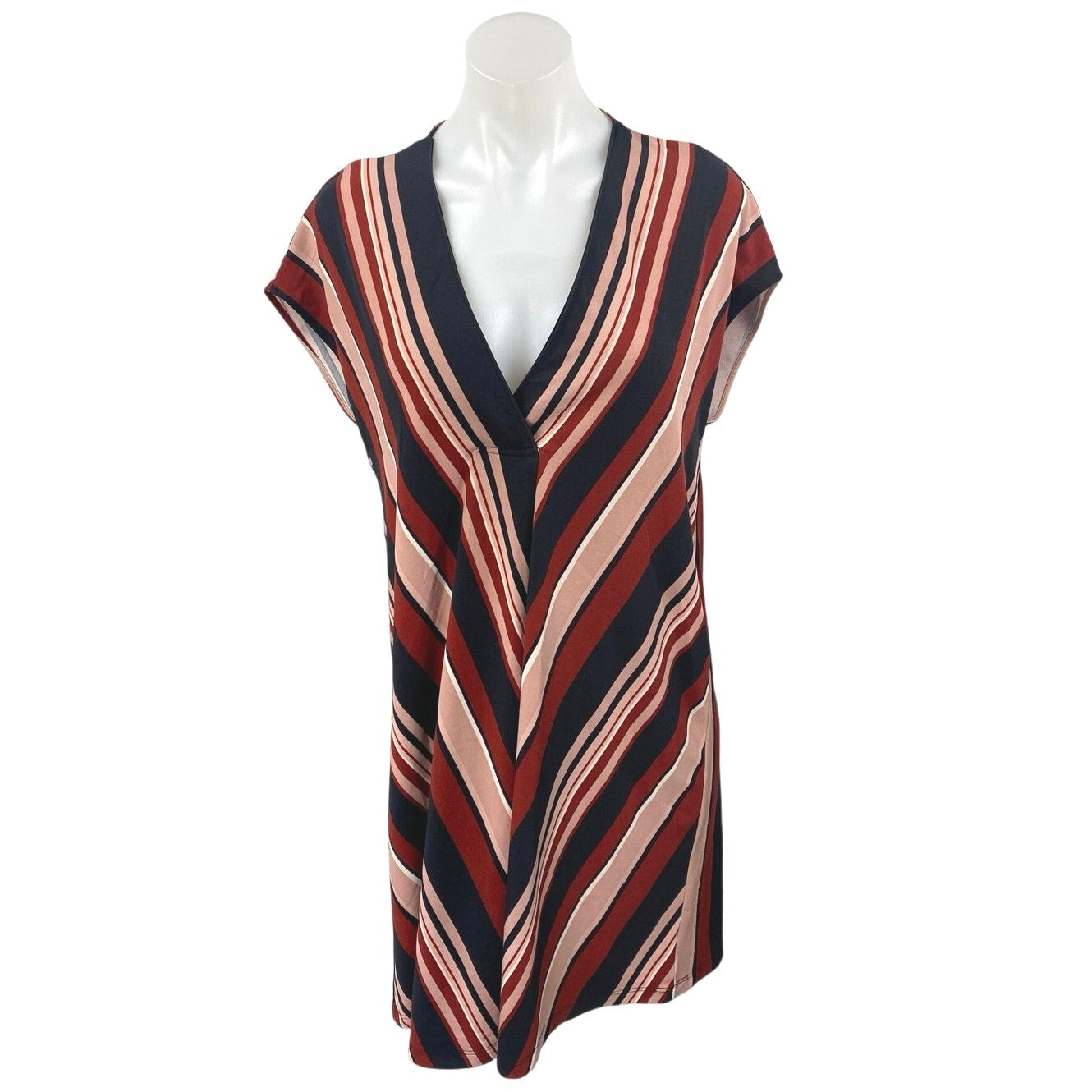zimmermann asymmetric dress MNG Mango Multicolor Striped Short Drop Sleeve V Neck A Line Mini Day – Brie