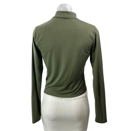 Live In The Moment Women's Olive Green Long Sleeves Mock Neck Tee T-shirt Top S
