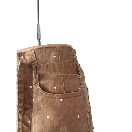 Tinsel Women's Brown Polka Dots High Rise Tie Belted Denim Jean Shorts Size 29