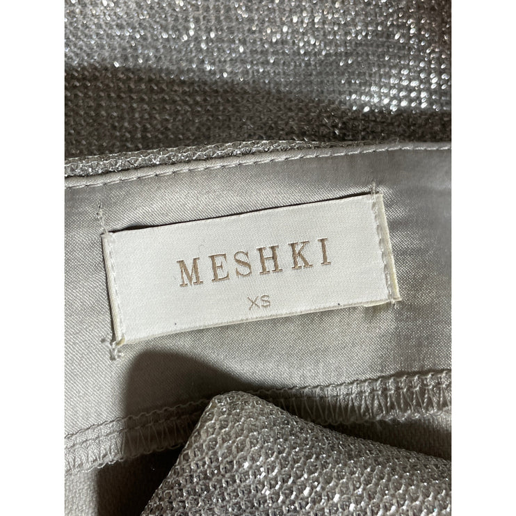 Meshki Silver Sparkly Glitter Shimmer High Waisted Pencil Mini Skirt Size XS
