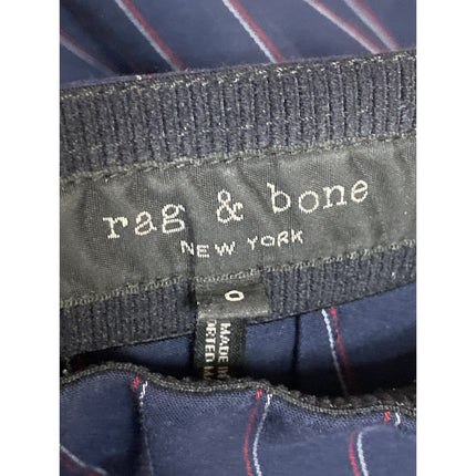 Rag & Bone Simone Snap Ankle Navy Blue Striped High Rise Skinny Trousers Pants 0