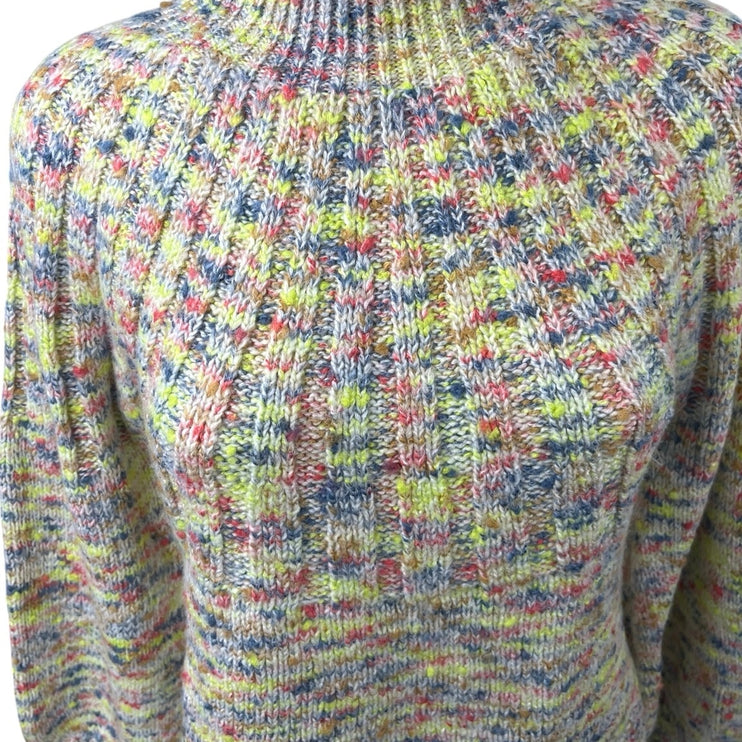 Aerie Multicolor Confetti Funnel Mock Neck Ribbed Pullover Sweater Top Size S