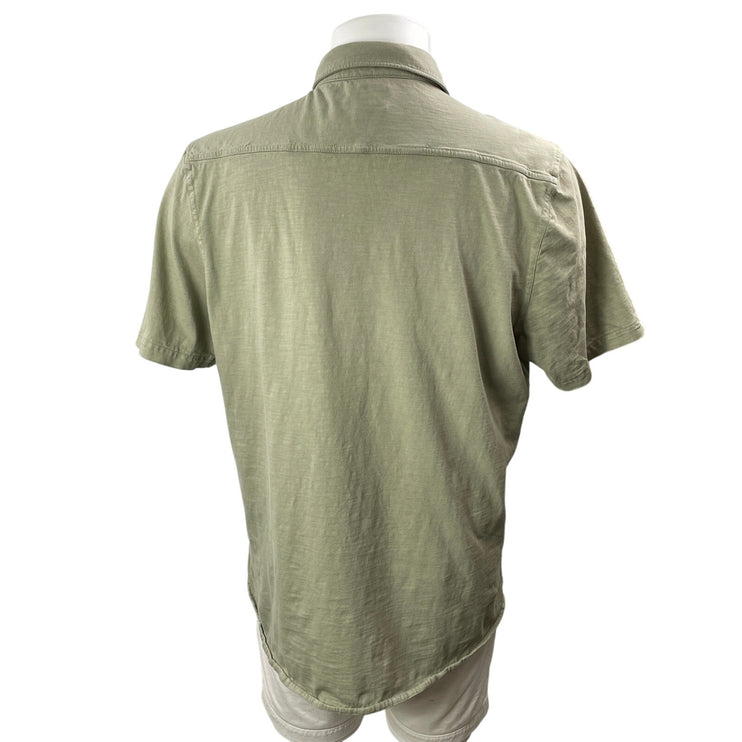 Faherty Mens Olive Green Chest Pocket Short Sleeve Button Down Shirt Top Size XL