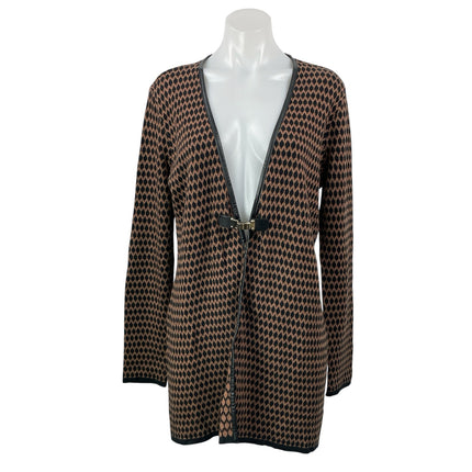 Charter Club Black Brown Long Sleeves Knit Toggle Cardigan Sweater Top Size M