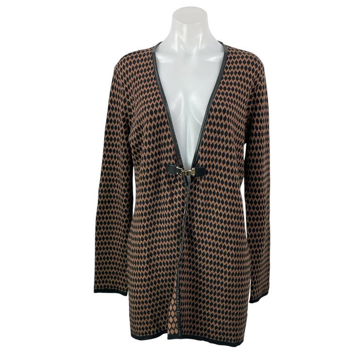Charter Club Black Brown Long Sleeves Knit Toggle Cardigan Sweater Top Size M