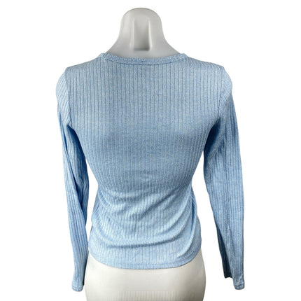 Old Navy Women's Blue Long Sleeve Ribbed Knit Crew Neck Slim Sweater Top Size S