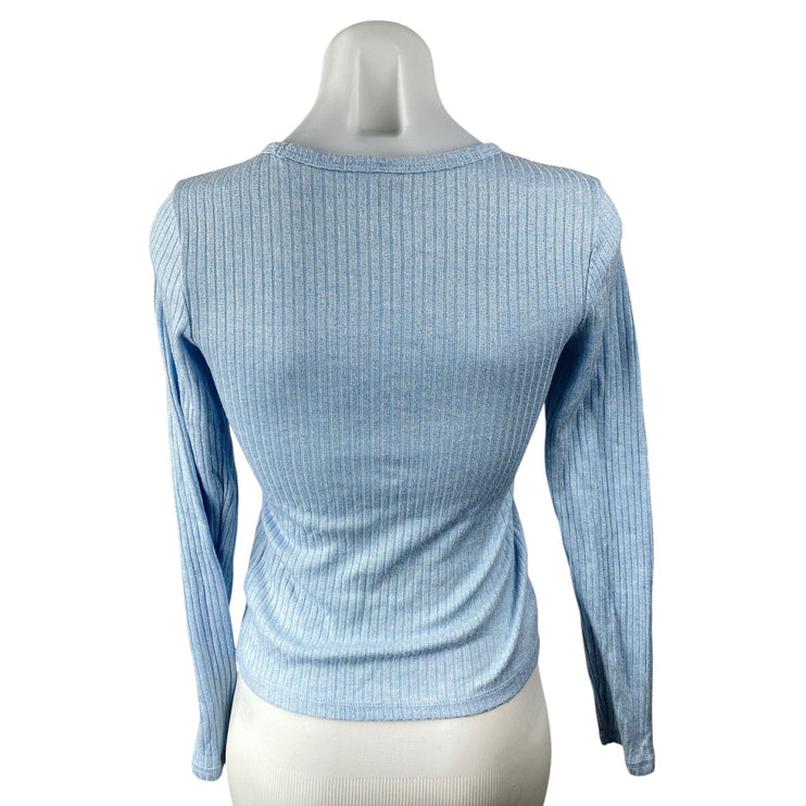 Old Navy Women's Blue Long Sleeve Ribbed Knit Crew Neck Slim Sweater Top Size S