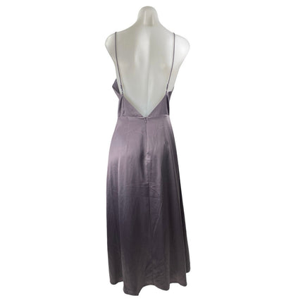 NBD Purple Satin Lace Cutout Sleeveless Cami Camisole Midi A-line Slip Dress S