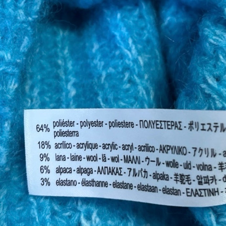 Zara Women's Blue Ribbed Knit Long Sleeve Turtleneck Foldover Sweater Top Size S