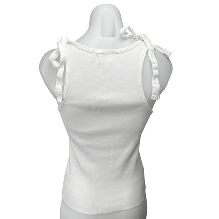 Nation LTD White Ribbed Sleeveless Racerback Tie-Strap Cami Camisole Tank Top S