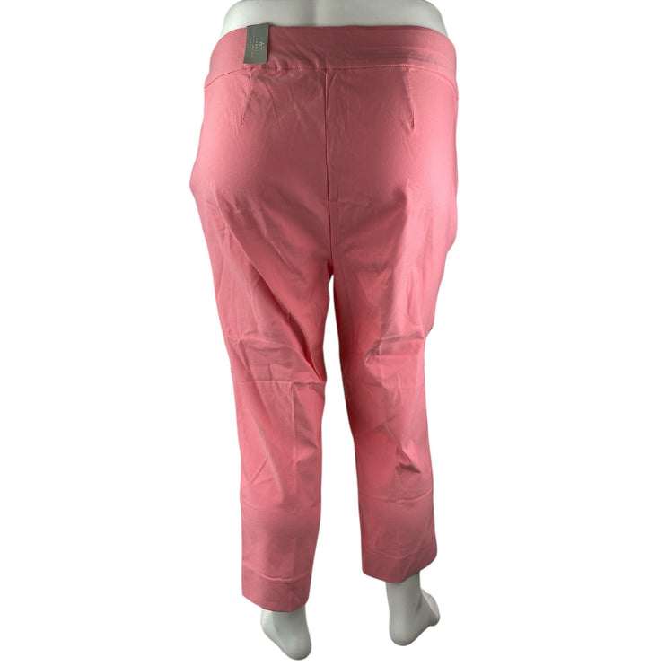 NEW Ashley Stewart Pink High Rise Elastic Waist Straight Trousers Pants Size 22