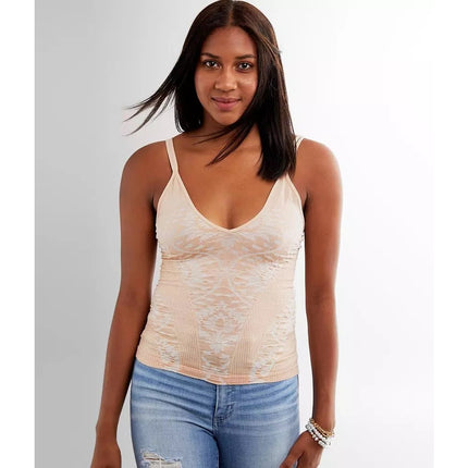 Free People Intimately Mercury Cream Beige Seamless Floral Cami Tank Top XS/S
