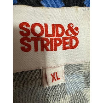 Solid & Striped Blue Gingham Check Short Sleeve Button Up Cabana Shirt Top XL