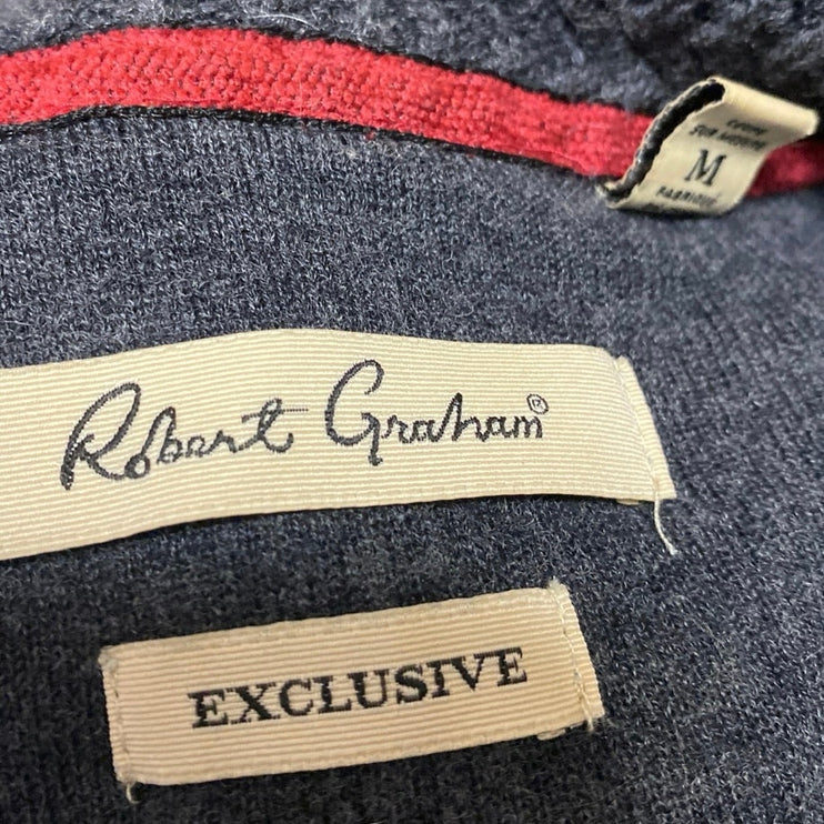 Robert Graham Men's Dark Gray Wool Silk Long Sleeve Button Up Cardigan Sweater M