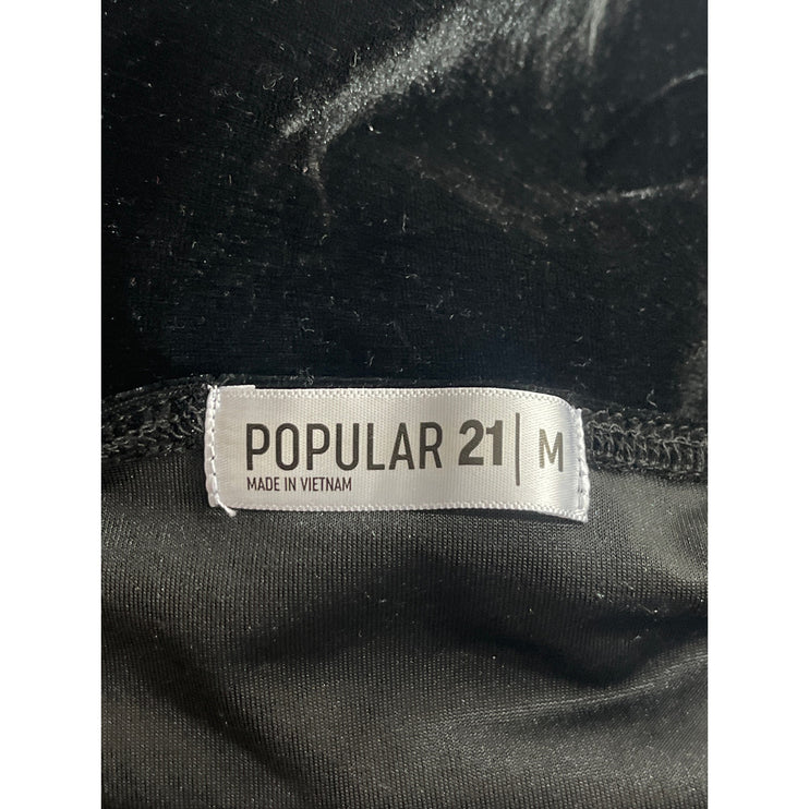 Popular 21 Women's Black Velvet Sleeveless Midi Cami Tank Bodycon Slip Dress M