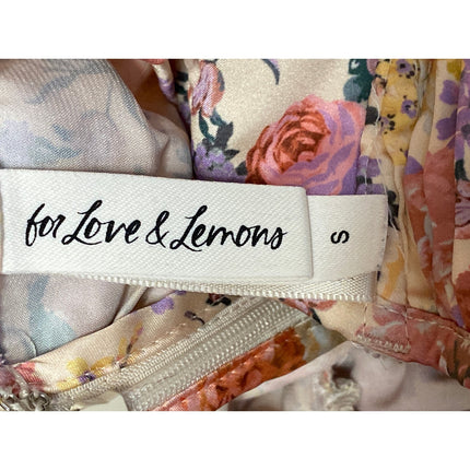 For Love & Lemons Gardenia Multicolor Floral Sleeveless Ruched Bodycon Dress S