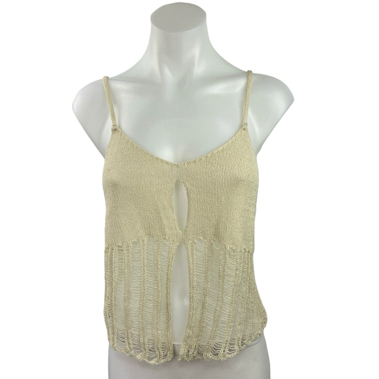 Cotton Candy LA Cream Scoop Neck Camisole Cut Out Crochet Tank Top Size M