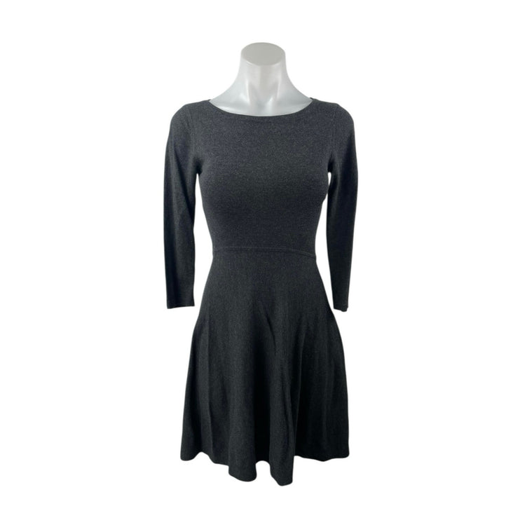 French Connection Women's Gray 3/4 Sleeve Knit Mini A-Line Sweater Dress Size 8