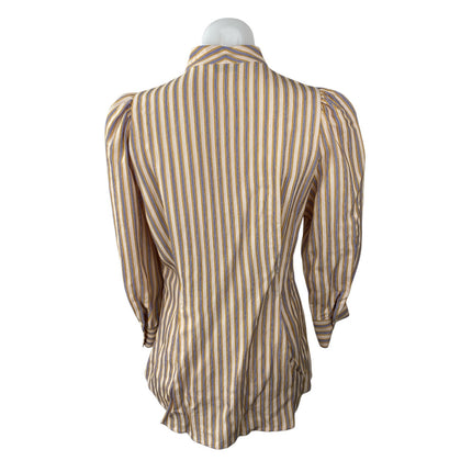Sandro Women's Multicolor Striped Puff Sleeve Button Down Shirt Blouse Top Sz M