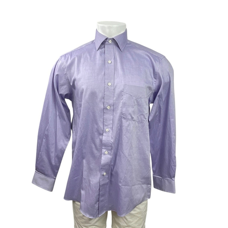 Club Room Men Purple Long Sleeve Regular Wrinkle Resistant Dress Shirt Size 15.5