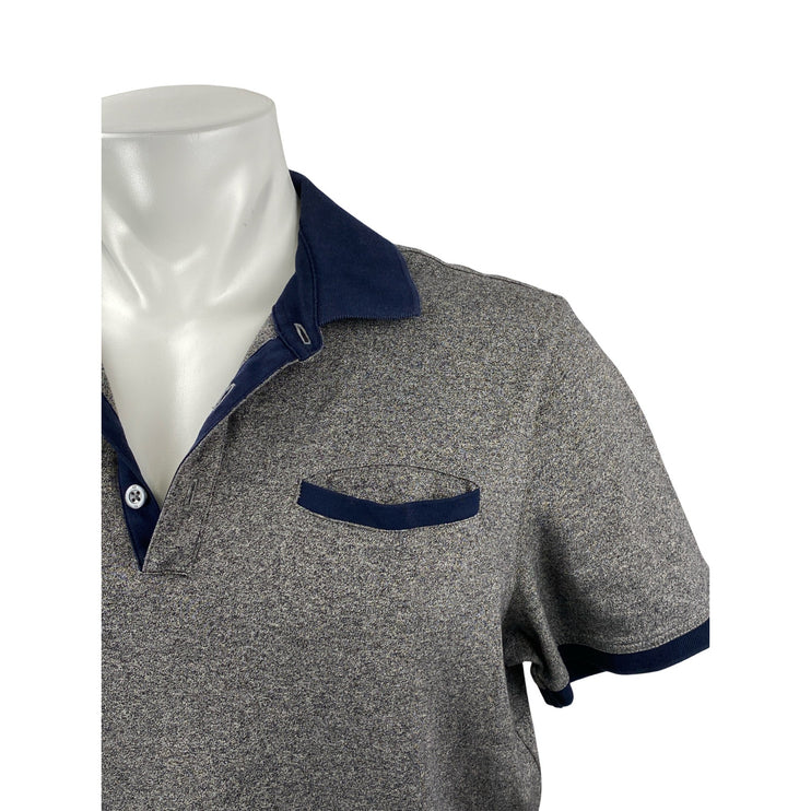 Banana Republic Luxury Touch Men's Gray Blue Short Sleeve Polo Shirt Top Size L