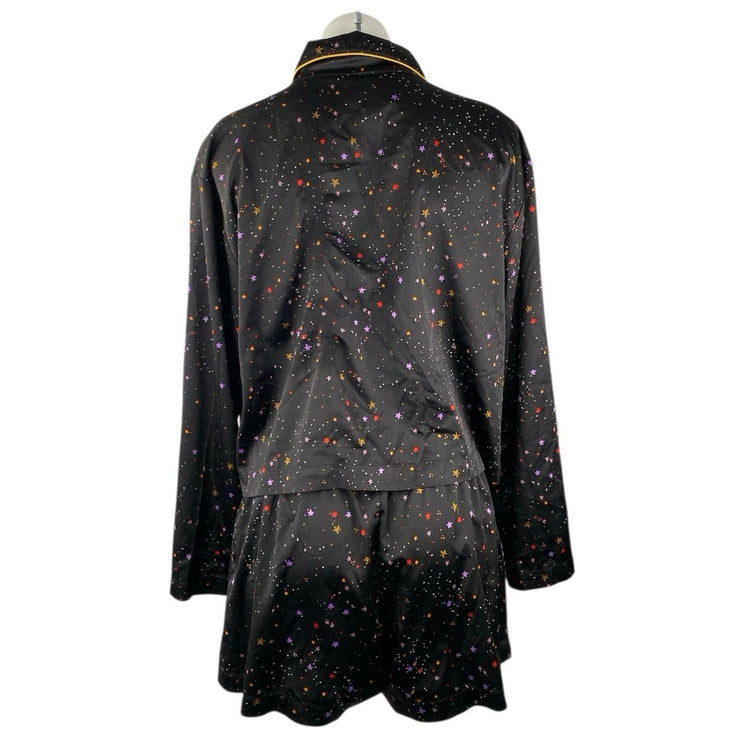 BP. X Claudia Sulewski Satin Star Long Sleeve Button Down Sleepwear Pajama Set M