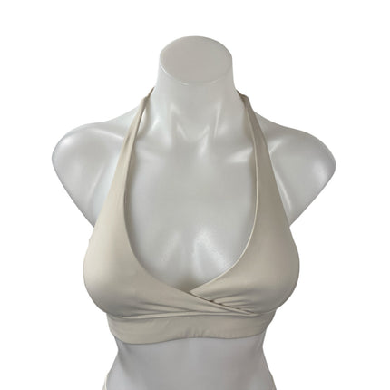 HUSTL White Halter Sleeveless Yoga Athletic Activewear Tank Sports Bra Top Sz XS