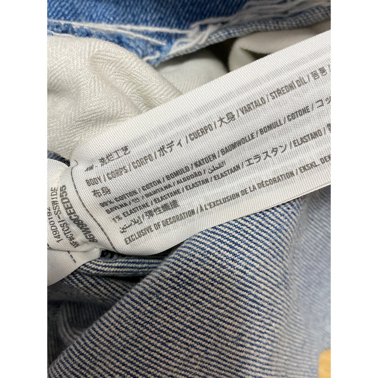 Abercrombie & Fitch The Mom Mid Rise Blue Distressed Denim Jean Shorts Size 37