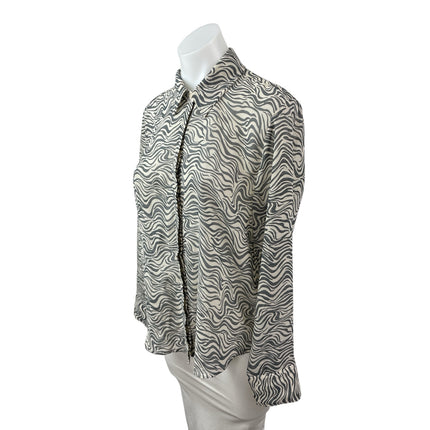 Abercrombie & Fitch Zebra Print Collared Long Sleeve Button Down Shirt Top Sz M