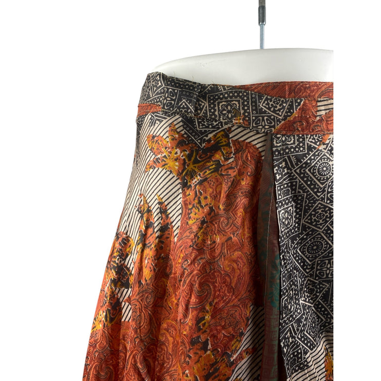 NEW Parle Womens Multicolor Layered Asymmetrical Midi A-Line Flare Wrap Skirt OS
