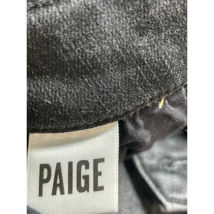 Paige Cindy Black Willow High Waisted Slim Fit Straight Leg Denim Jeans Pants 27