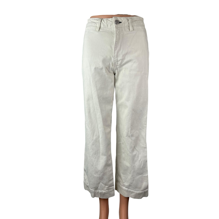 Amo Audrey Women's White Palazzo Utility Baggy Wide Leg Denim Jeans Pants Sz 26